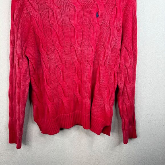 Polo Ralph Lauren Red Cable Knit Sweater M Preppy Gorpcore Classic‎ - Picture 5 of 11